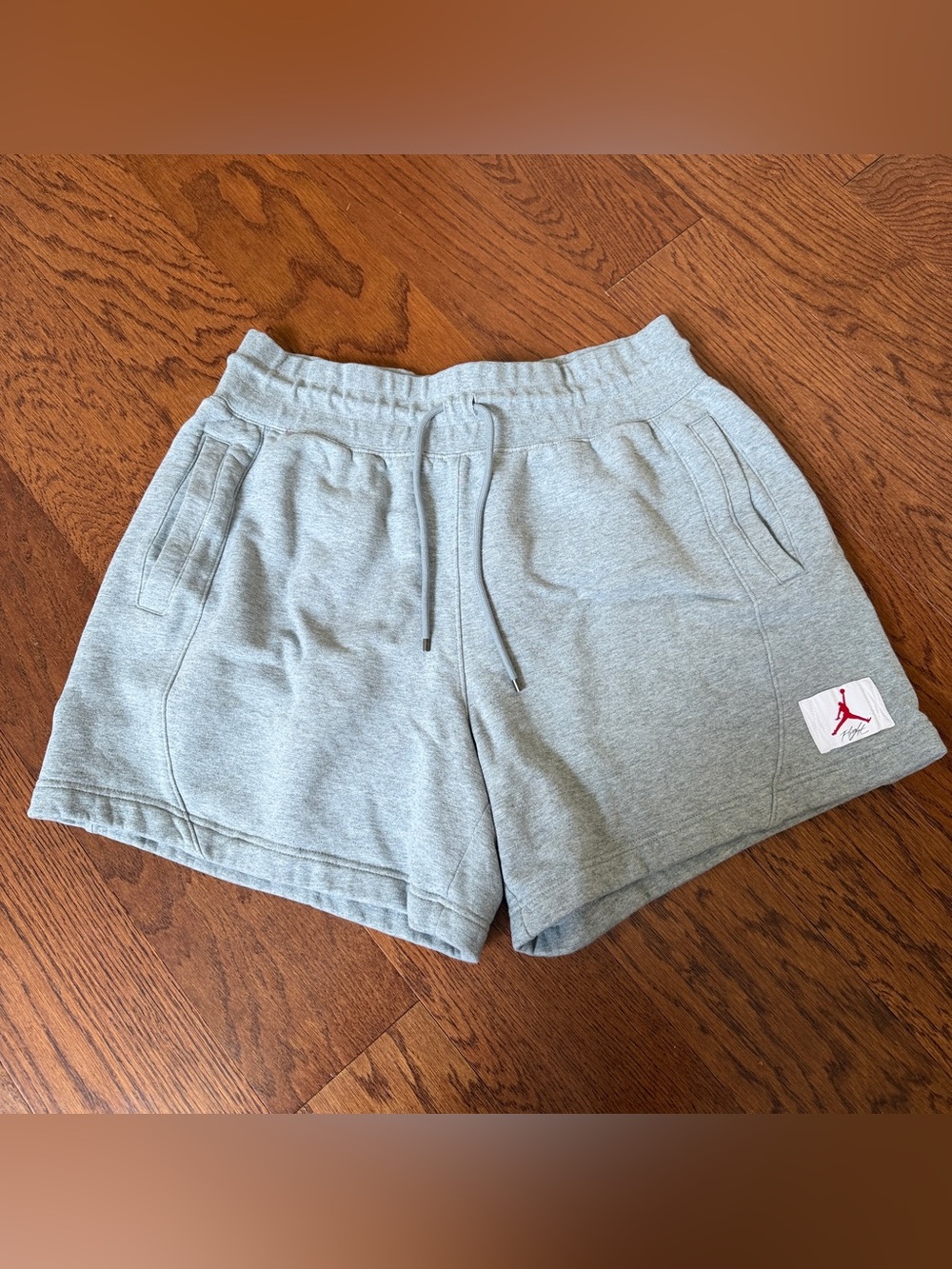 Jordan | Gray Athletic Drawstring Shorts with Jumpman Patch | Size XL